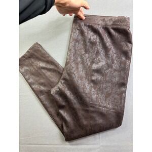 Premise Brown Snakeskin Faux Leather Leggings Women XL Metallic Animal Print XL